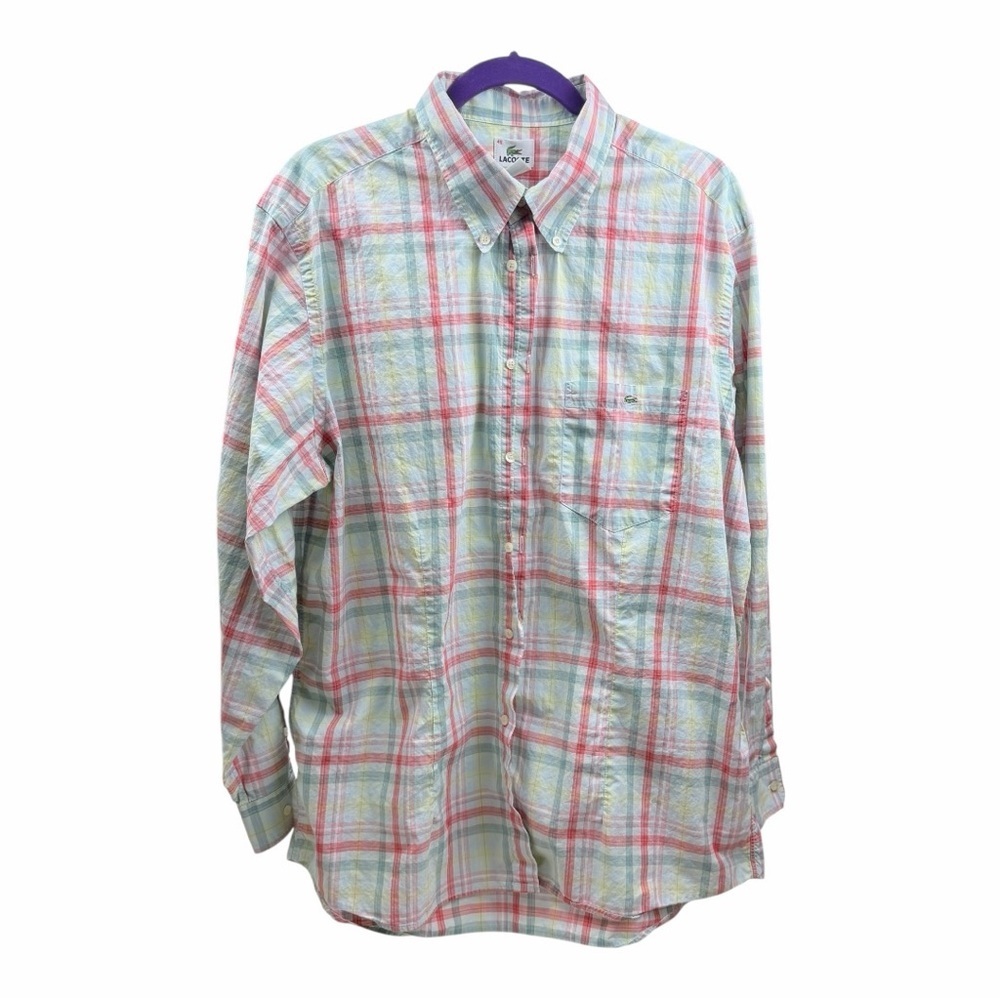 Lacoste Vintage Multicolor Plaid Button Down fitted Shirt